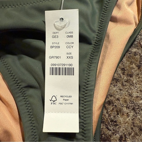 J.Crew High Leg Cheeky Bikini Bottom Army Green XXS NWT - Picture 7 of 9